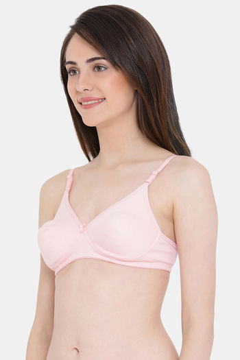 Clovia Lightly Padded Non Wired Full Coverage T-Shirt Bra - Pink