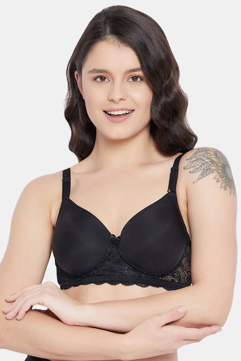Buy Clovia Lightly Padded Non Wired Full Coverage T-Shirt Bra - Black at Rs.588  online