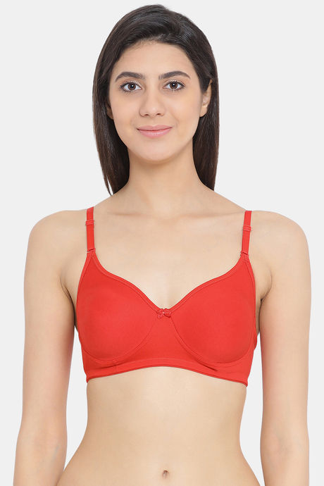 Buy Clovia Lightly Padded Non Wired Full Coverage T-Shirt Bra - Red at  Rs.329 online
