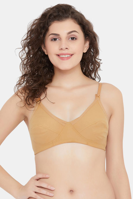 Buy Clovia Double Layered Non Wired Full Coverage Maternity / Nursing Bra -  Beige at Rs.490 online