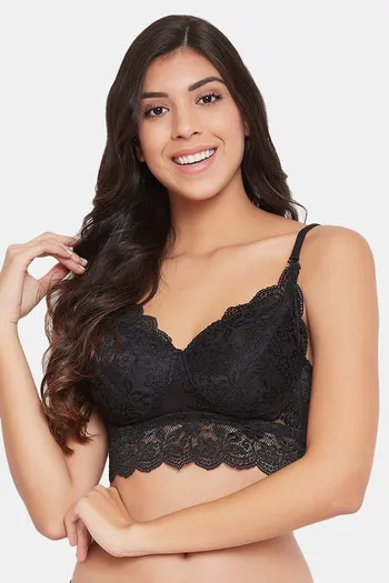 Buy Clovia Padded Non Wired Full Coverage Bralette - Black at Rs.690 online