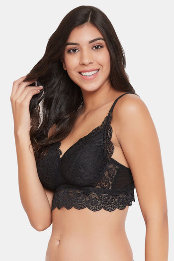 Buy Clovia Padded Non Wired Full Coverage Bralette - Black at Rs