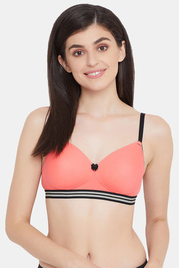 Buy Clovia Padded Non-Wired Full Coverage T-Shirt Bra - Peach at Rs.392  online