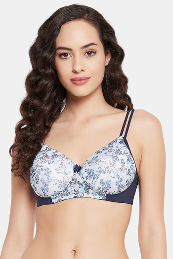 Buy Clovia Lightly Padded Non Wired Full Coverage T-Shirt Bra - Blue at  Rs.588 online