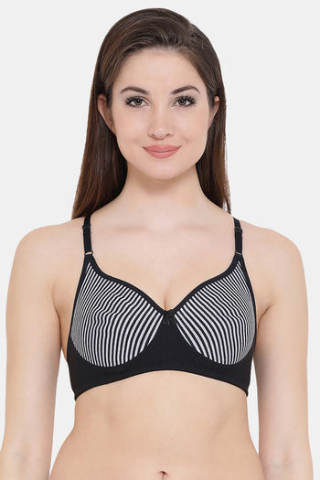 Buy Clovia Double Layered Non Wired Full Coverage T-Shirt Bra - Black at Rs.389  online