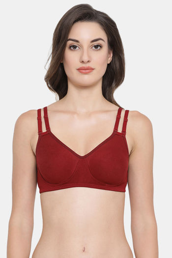 Buy Clovia Double Layered Non Wired Medium Coverage T-Shirt Bra - Maroon at  Rs.329 online