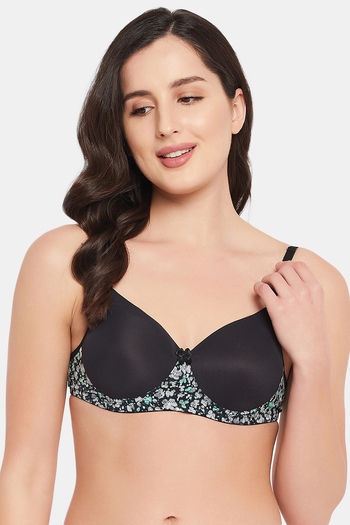 Clovia Powernet Solid Padded Full Cup Underwired Balconette Bra - Black