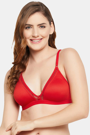 Buy Clovia Red Lace Full Coverage Non-Wired T-Shirt Bra for
