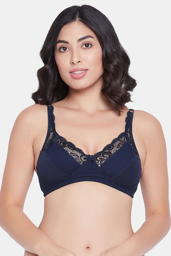 Buy Clovia Single Layered Non Wired Full Coverage T-Shirt Bra - Navy Blue  at Rs.329 online