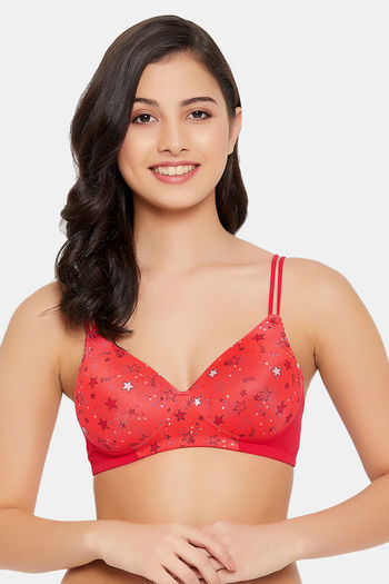 Buy Clovia Padded Non Wired Full Coverage T-Shirt Bra - Red at Rs.588  online