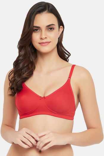 Buy Clovia Double Layered Non Wired Full Coverage T-Shirt Bra - Red