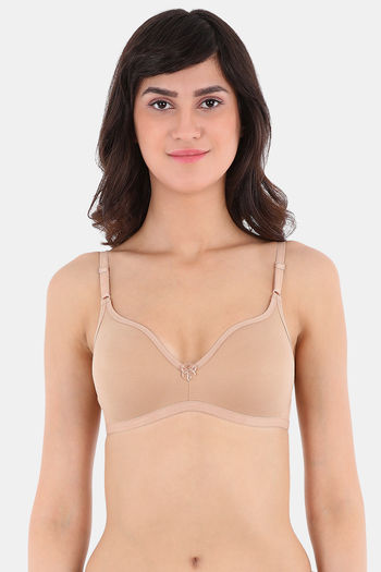 Buy Clovia Double Layered Non Wired Medium Coverage T-Shirt Bra - Nude at Rs.599  online