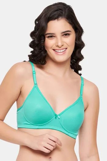 Buy Clovia Padded Non Wired Medium Coverage Push Up Bra - Teal at Rs.588  online