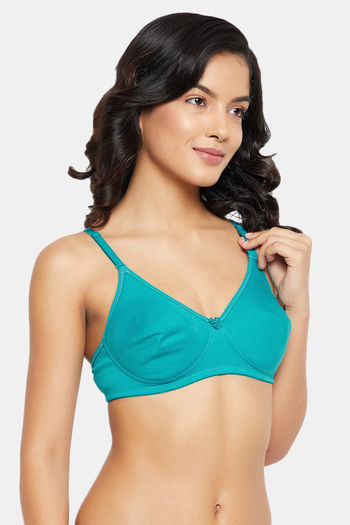 Clovia Padded Non-Wired Demi Cup Multiway T-Shirt Bra in Cerulean Blue -  Cotton