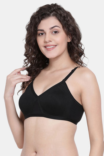 Buy Clovia Double Layered Non Wired Full Coverage Maternity / Nursing Bra -  Black at Rs.559 online