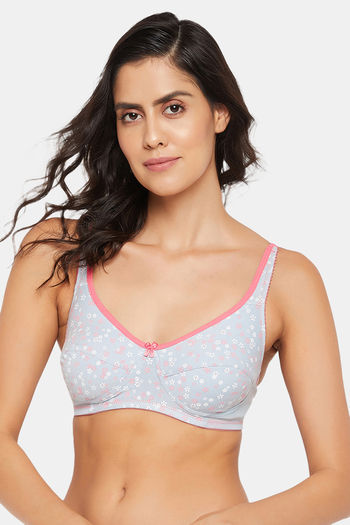 Buy Clovia Double layered Non Wired Full Coverage T-Shirt Bra - Blue at  Rs.353 online