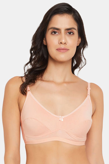 Buy Padded Non-Wired Full Cup Bra in Peach Colour - Lace Online