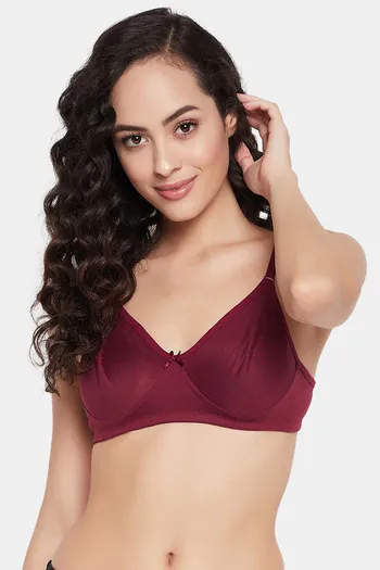 Buy Non-Padded Non-Wired Full Cup T-shirt Bra in Red - Cotton Rich