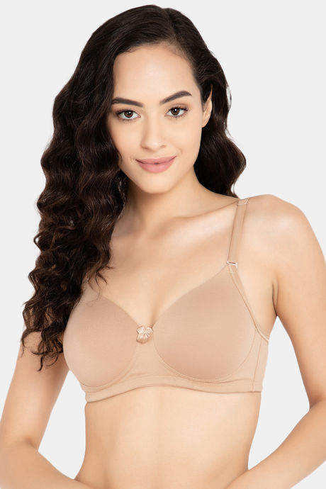 Buy Clovia Padded Non Wired Full Coverage T-Shirt Bra - Nude at Rs.540  online