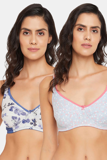 Buy Clovia Double Layered Non Wired Full Coverage T-Shirt Bra (Pack Of 2) - Assorted