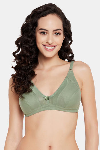 Buy Clovia Padded Non-Wired Full Coverage T-Shirt Bra - Green at