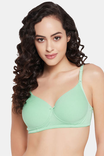 Buy Clovia Padded Non-Wired Medium Coverage T-Shirt Bra - Green at Rs.1199  online