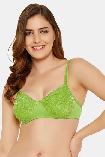 Buy Clovia Double Layered Non-Wired Full Coverage T-Shirt Bra - Green at  Rs.389 online