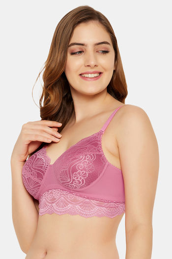 Clovia Padded Non-Wired Full Coverage Bralette - Pink