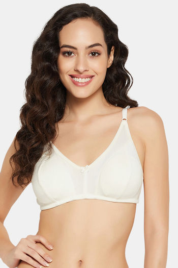 Clovia Cotton Solid Padded Full Cup Wire Free T-shirt Bra - White