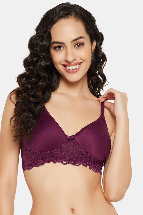 Buy Clovia Padded Non Wired Full Coverage T-Shirt Bra - Purple at Rs.599  online