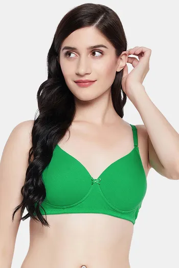 Buy Clovia Padded Non Wired Full Coverage T-Shirt Bra - Green at