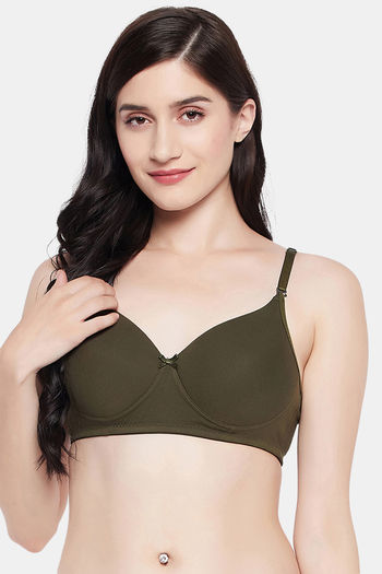 Buy Clovia Padded Non Wired Medium Coverage T-Shirt Bra - Green at Rs.1199  online