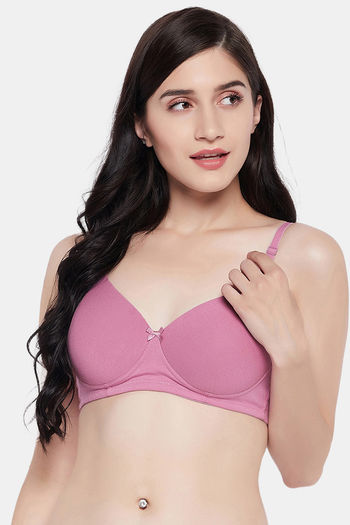 Clovia Cotton Non-Padded Wirefree T-Shirt Bra With Double Layered Cups &  Detachable Straps - Purple Women T-Shirt Non Padded Bra - Buy Purple Clovia  Cotton Non-Padded Wirefree T-Shirt Bra With Double Layered