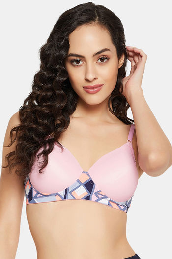 Buy Clovia Padded Non Wired Full Coverage T-Shirt Bra - Pink at Rs.588  online