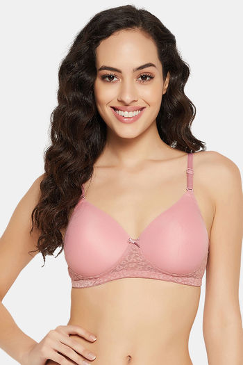 Buy Clovia Padded Non-Wired Full Coverage T-Shirt Bra - Pink at Rs.1199  online