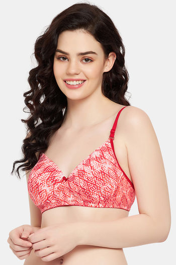Buy Clovia Pack Of 2 Padded Non-Wired Printed Full Coverage T-Shirt Bra -  Pink online