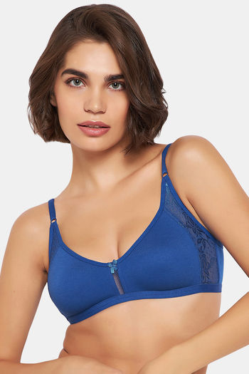 Buy Clovia Double Layered Non-Wired Full Coverage T-Shirt Bra - Blue