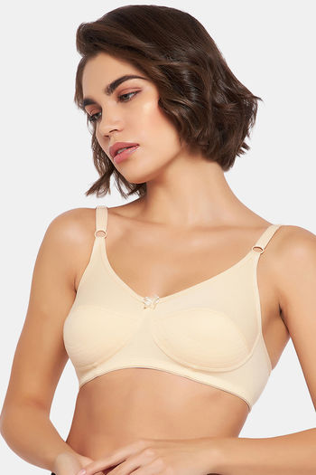 Buy Essentials Non Padded Non Wired Full Cup Cotton Solid Everyday Comfort  Bras - Beige Online