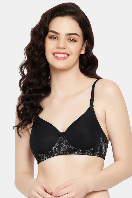 Buy Clovia Double Layered Non-Wired Full Coverage T-Shirt Bra - Black at  Rs.389 online
