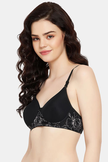 Buy Clovia Lace Solid Non-Padded Full Cup Wire Free Everyday Bra - Black  Online