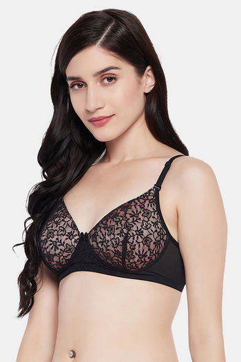 Buy Clovia Peach Solid Lace Full Coverage Bra Online at Best