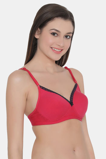 Buy Clovia Padded Non Wired Full Coverage T-Shirt Bra - Pink at Rs