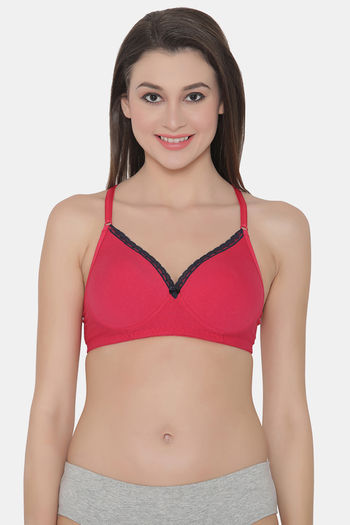 Buy Clovia Lightly Padded Non Wired Full Coverage T-Shirt Bra - Maroon at  Rs.480 online