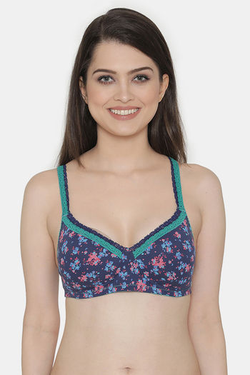 Buy CLOVIA Teal Padded Underwired Demi Cup Floral Patterned