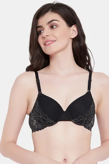 Buy Clovia Women's Lace Padded Underwired Demi Cup Level 3 Push-up