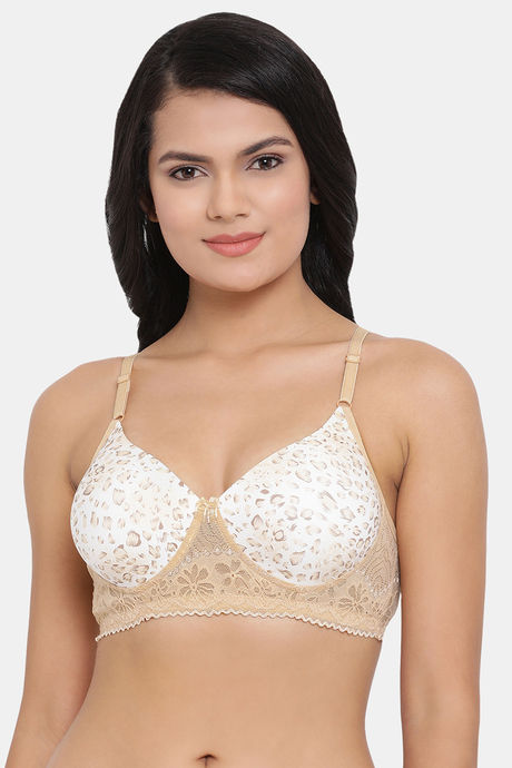 Clovia Padded Non-Wired Full Coverage T-Shirt Bra - Beige