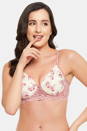 Buy Clovia Non-Padded Non-Wired Full Cup Floral Print T-shirt Bra