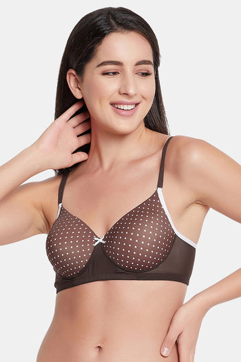 Buy Clovia Padded Non-Wired Full Coverage T-Shirt Bra - Brown at Rs.899  online