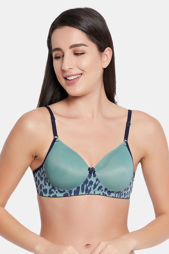 Buy Clovia Padded Non-Wired Full Coverage T-Shirt Bra - Green at Rs.1199  online