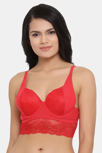Buy Clovia Padded Wired Medium Coverage Bralette - Red at Rs.637 online